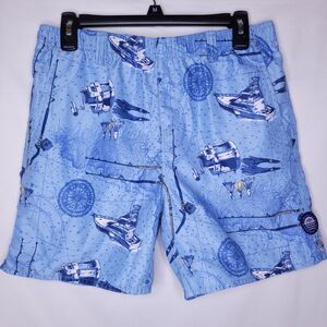 Aftco Swim Shorts Boys XL Blue Boat Fishing Rod
